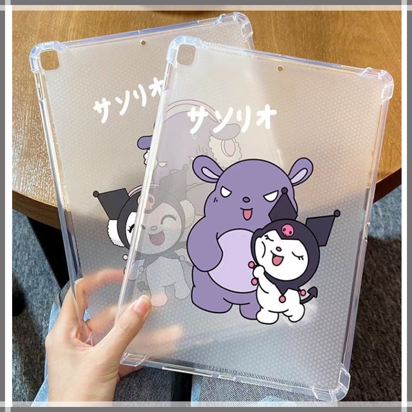 with pen tray Kuromi Clear case iPad 9 iPad Air 1 2 3 4 7 8 iPad7 iPad8 Air3 Air4 Mini 6 Mini5 gen9 7 gen8 gen th cute Phone Casing