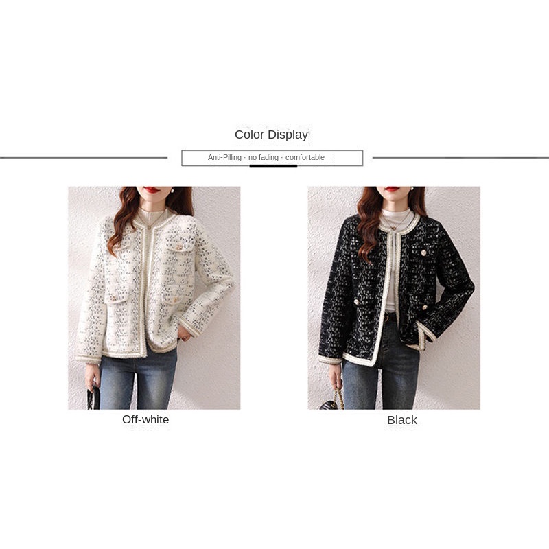 Áo Khoác Cardigan Dệt Kim Phối Lông Chồn Thời Trang Thu Đông 2022 Mới Cho Nữ