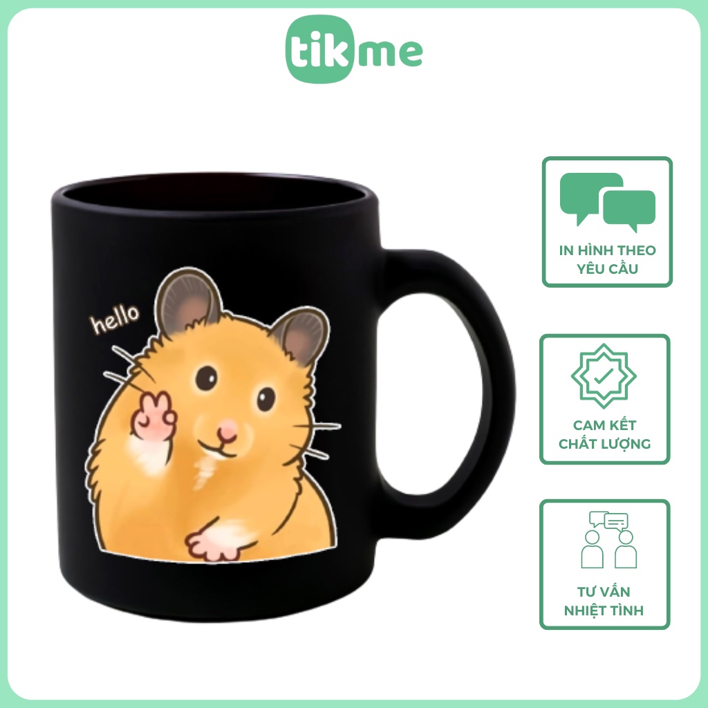 Cốc sứ tráng men cao cấp in hình chuột cute hello dễ thương độc đáo 300ml - Nhận in hình ảnh theo yêu cầu