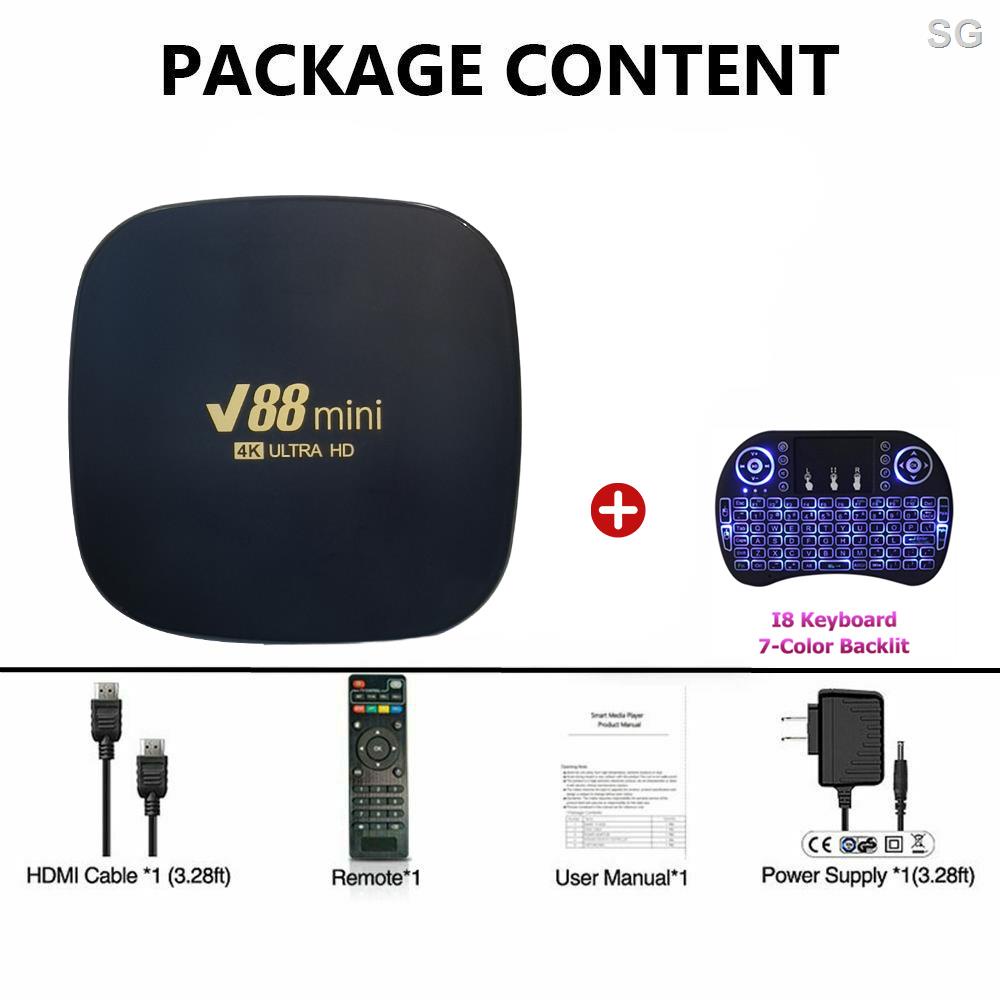 Đầu Tv Box V88 Mini Thông Minh 8k H.265TV 8gb + 128gb Allwinner H3 ChấT LượNg Cao