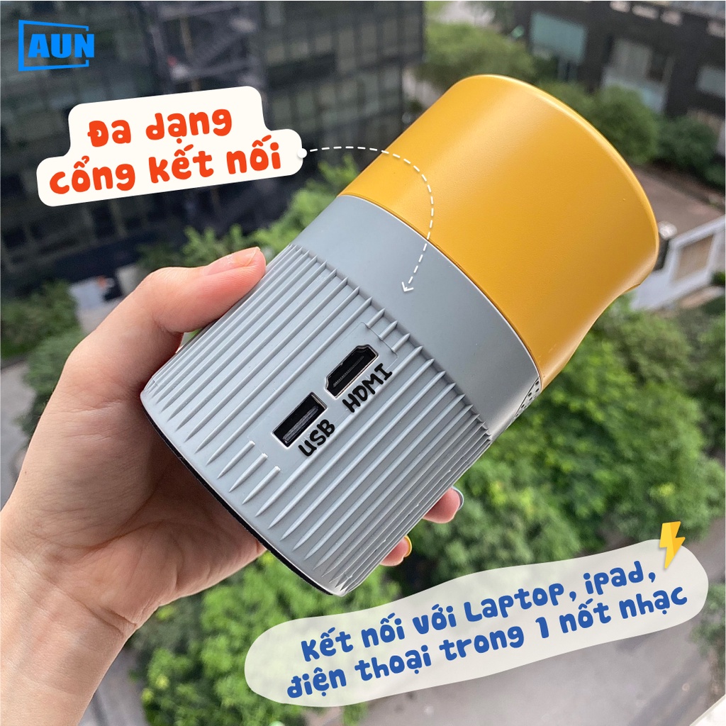 Máy chiếu mini AUN C40s Promax 2023 hỗ trợ fullhd 1080p và kết nối với điện thoại, laptop, máy tính