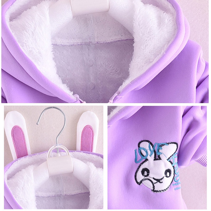 Set đồ mặc AMILA áo khoác có mũ trùm đầu lót vải lông và quần dài phong cách Hàn Quốc thời trang cho bé gái 0-4 tuổi