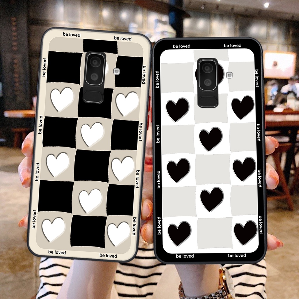 Ốp lưng Samsung A6 PLUS / J8 in hình tim, kẻ vuông mẫu mới CỰC XINH