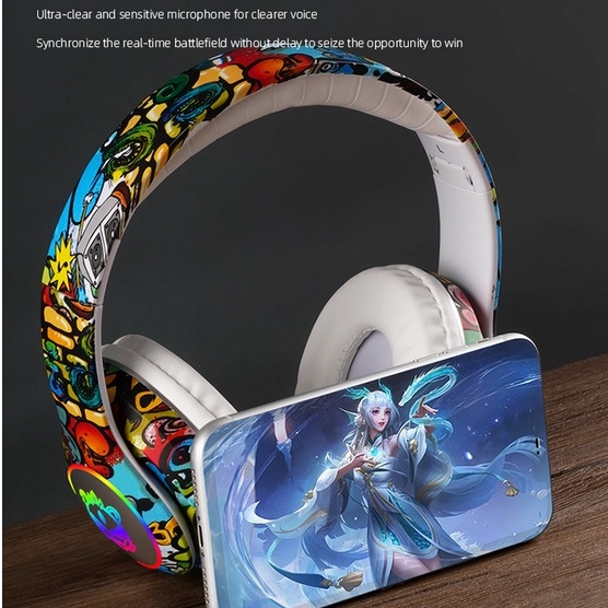 Tai Nghe Bluetooth Không Dây Âm Thanh HiFi Chống Ồn Thiết Kế Graffiti | BigBuy360 - bigbuy360.vn