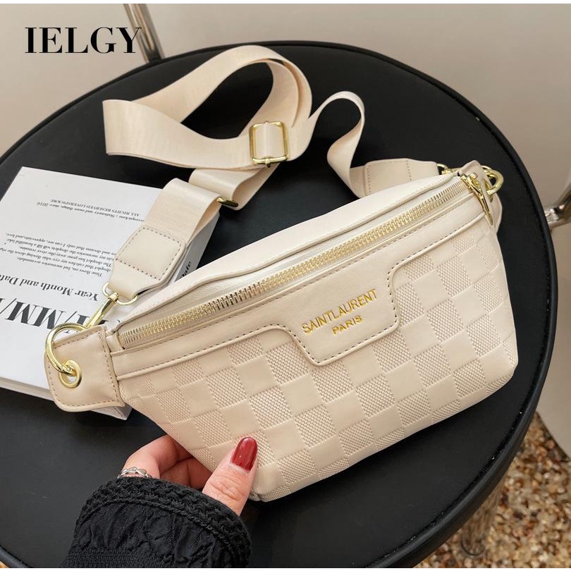 Túi đeo chéo IELGY dáng nhỏ họa tiết kẻ sọc ca rô phong cách Hàn Quốc thời trang dành cho nữ