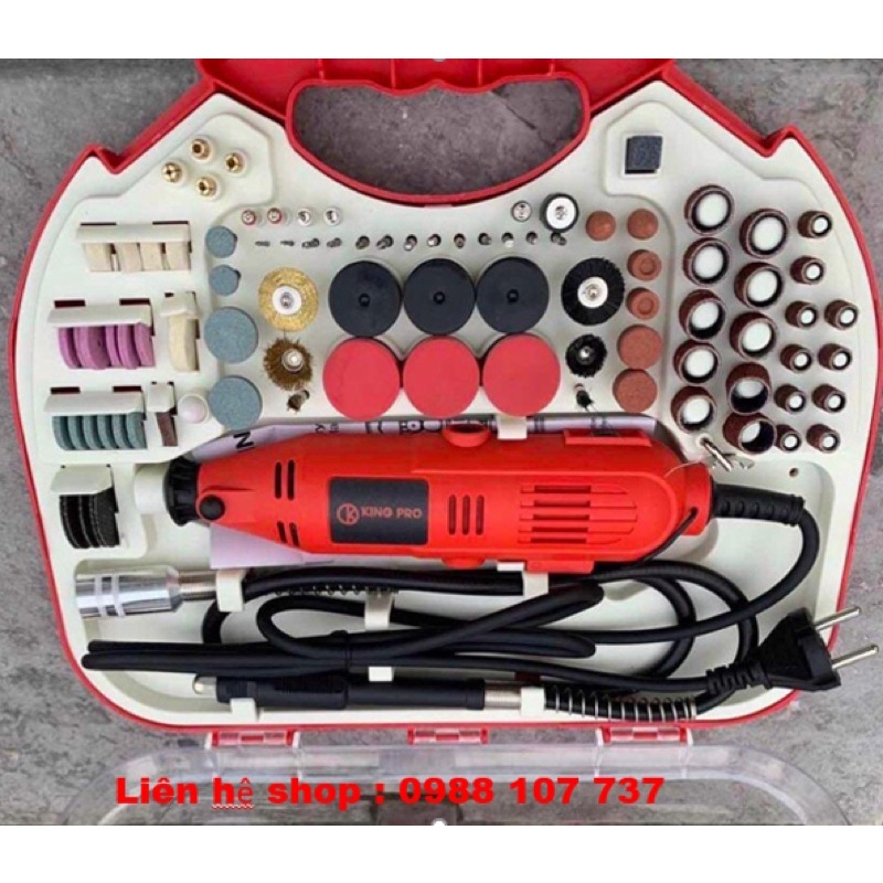 Bộ Máy Khoan Mài cắt Khắc mini Đa Năng Kingpro 200W 100 chi tiết, 6 tốc độ