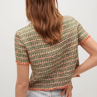 [Mango Auth] Áo Tweed Nữ Cổ Tròn Mango