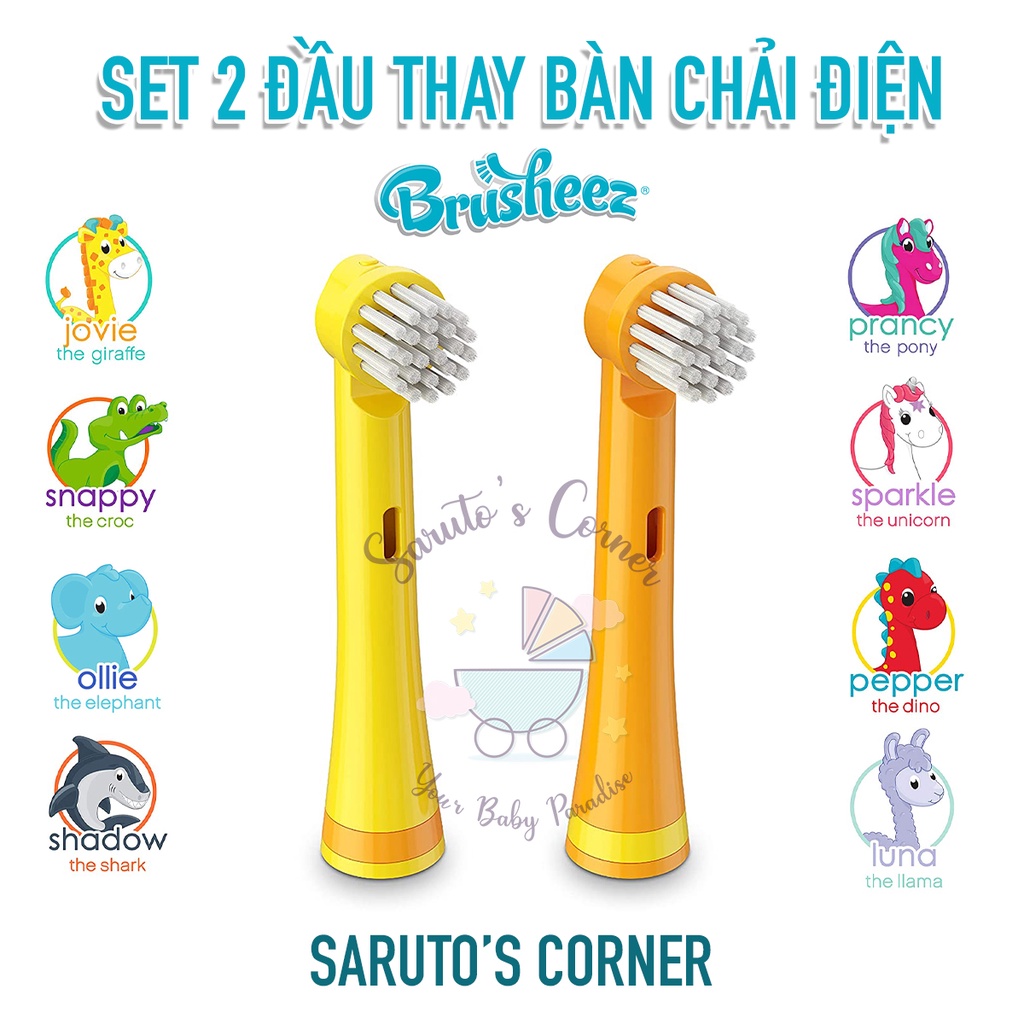 Bộ 2 đầu bàn chải thay thế bàn chải điện cho bé Brusheez
