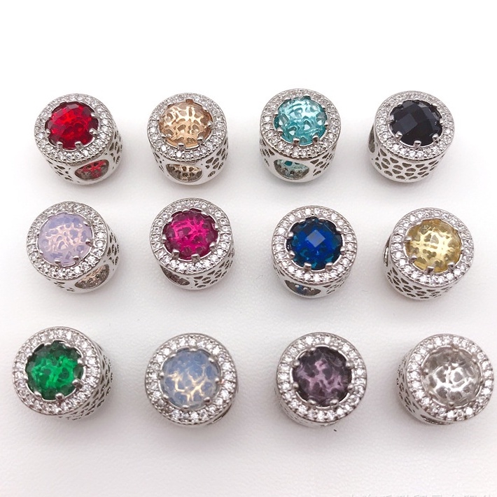 Charm Charmolet Tea - Đá mắt mèo đủ màu mạ điện cao cấp bạc Thái 2022 -