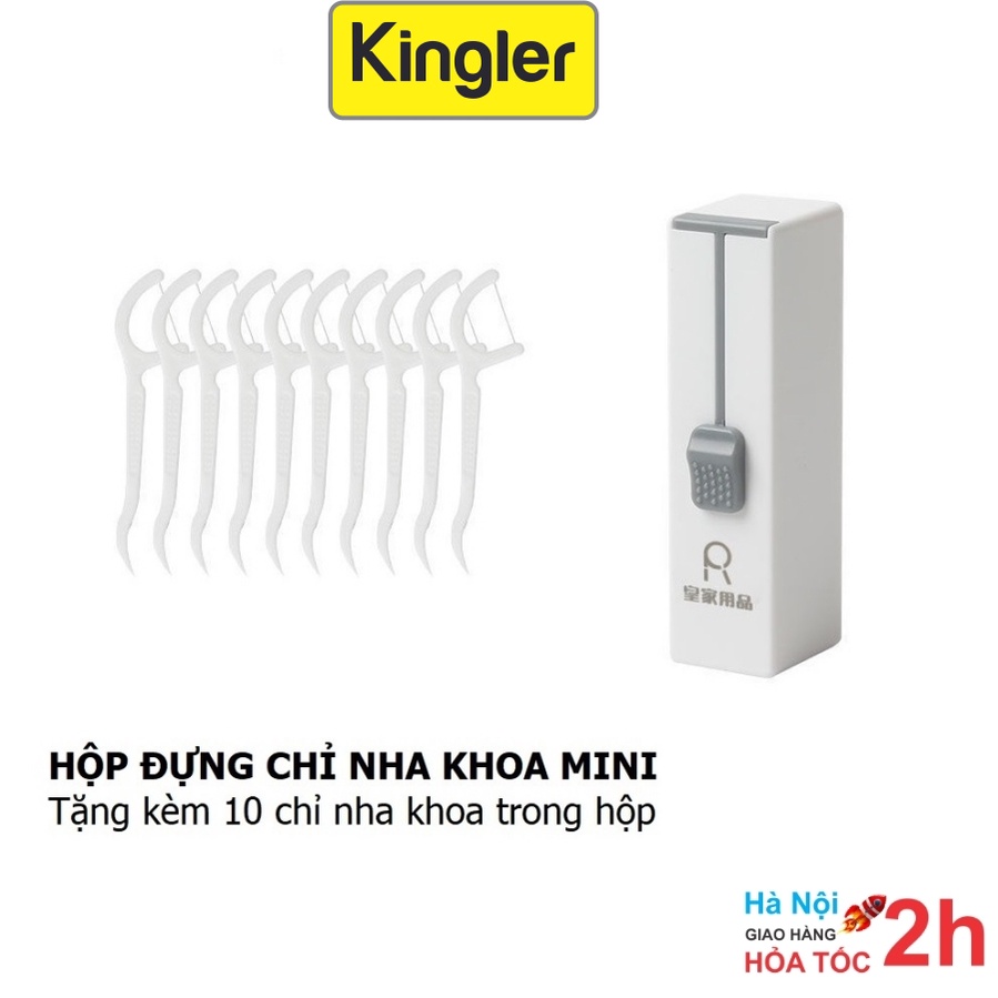 Hộp Nhựa - Kingler, Đựng Tăm Chỉ Nha Khoa Mini, Kèm 10 Tăm Chỉ Cá Nhân, Nhỏ Gọn, Tiện Dụng, Bỏ Túi Mang Theo Người, 7036