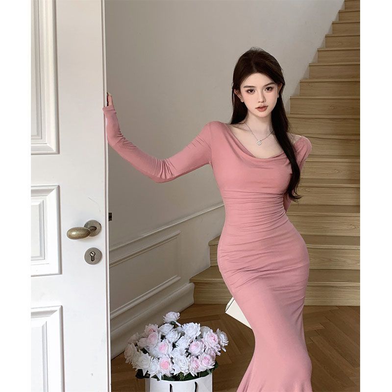 COZOK Đầm Đuôi Cá Dài Tay Ôm Dáng Thời Trang Dành Cho Nữ