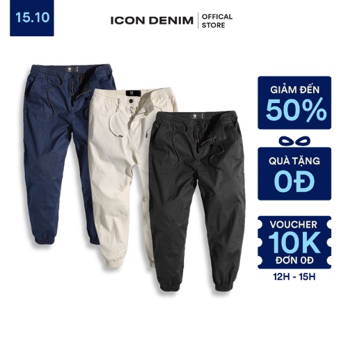 Quần Jogger Nam ICON DENIM Vải Linen Lưng Thun Co Giãn Tốt Mềm Mát JGEC0002