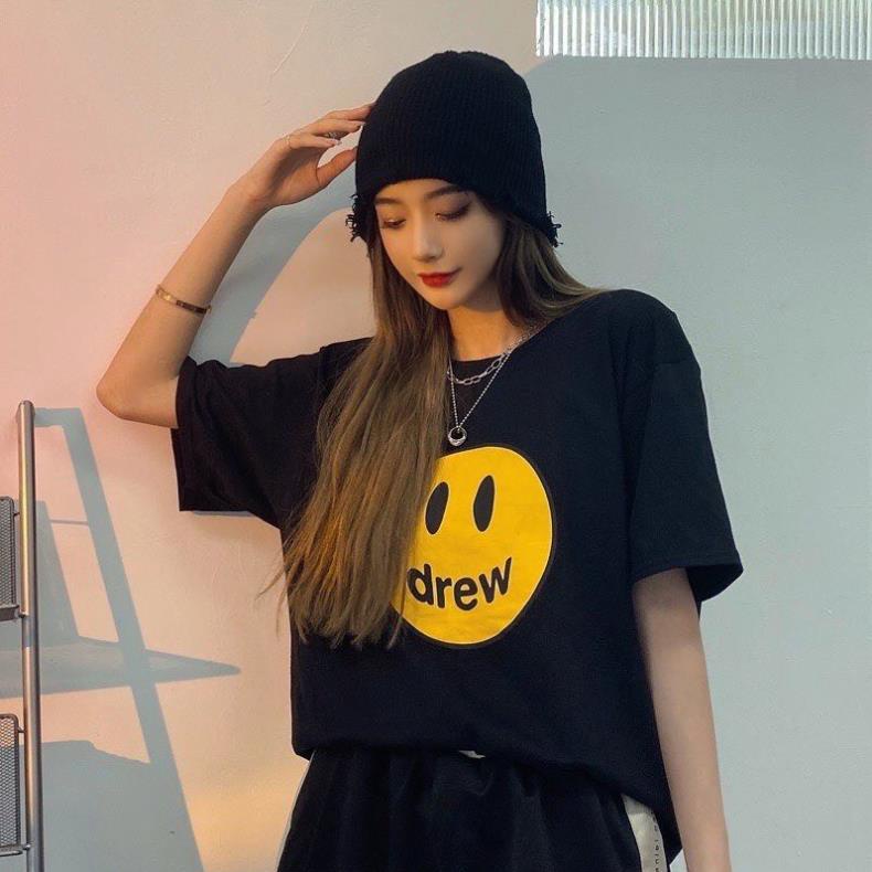 Áo đôi nam nữ, áo thun cặp đôi in hình drew đáng yêu cổ tròn chất co giản không bong tróc