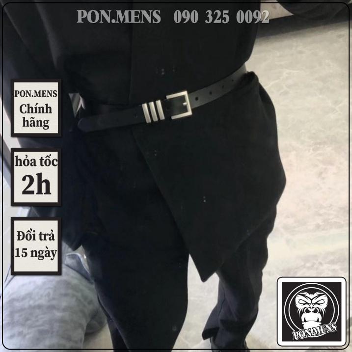 Thắt lưng da đục lỗ nam nữ trẻ trung màu đen trắng trang trí dây chain pon.mens hà nội hcm