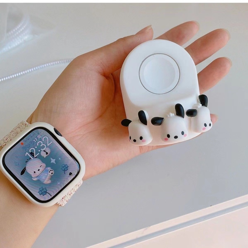 Đế Sạc Bằng Silicon Hình Gấu Pachacco Kuromi Dễ Thương Cho Apple Watch Ultra se Series 8 7 6 1 2 3 4 5 45mm 41mm 38mm 40mm 42mm 44mm
