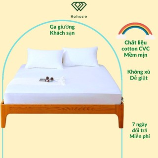 Ga giường cotton cho khách sạn 5* riotex ga khách sạn trắng trơn vải cotton cvc cao cấp đủ kích thước từ 1m - 2m2 x 2m