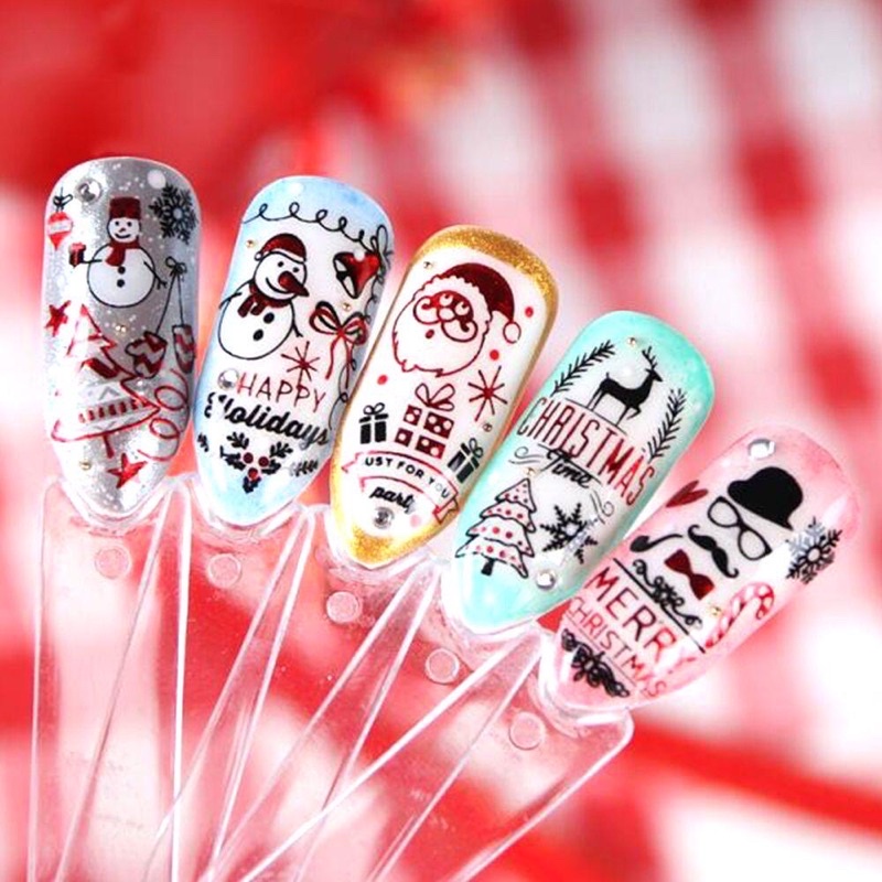 Sticker Noel dán móng nail bông tuyết Giáng sinh-Set 4 tấm