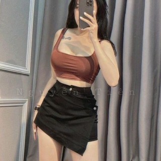 Chân váy nữ ngắn đắp chéo lệch tà chất kaki hot