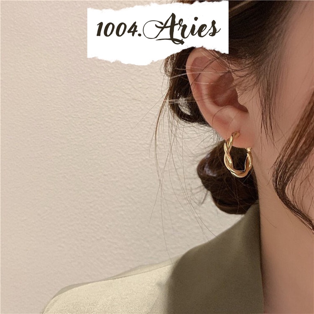 Bông tai tròn kim loại bông tai nữ phong cách Hàn Quốc cá tính -1004 ARIES