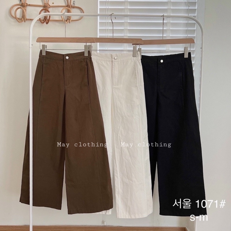 Quần kaki quần suông nữ ống rộng lưng chun phong cách Hàn Quốc (Hàng cao cấp) ẢNH THẬT
