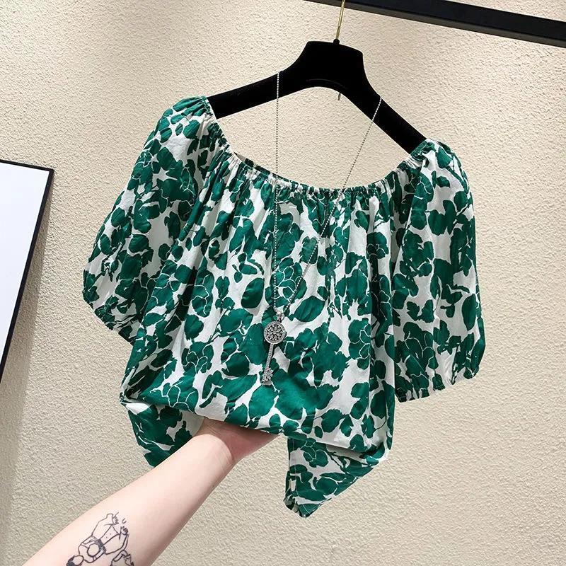 Áo Chiffon Dáng Rộng Cổ Phẳng In Họa Tiết Hoa Thời Trang Mùa Hè Cho Nữ