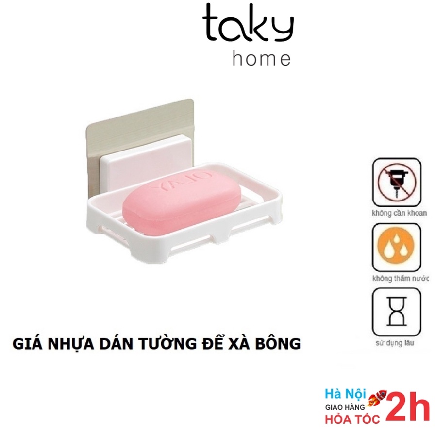 Kệ Dán Tường Để Xà Bông Tắm, Giúp Xà Bông Luôn Khô Ráo, Sạch Sẽ, Khay Dính Tường, Taky Home 4040Si