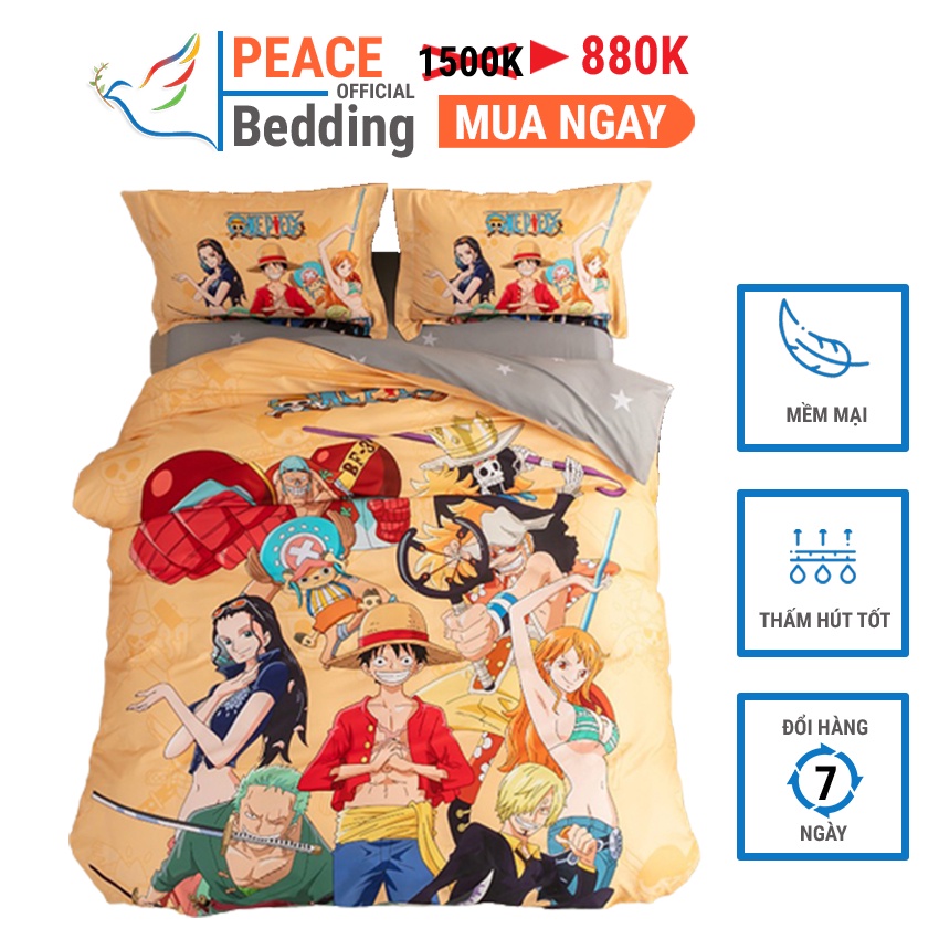 Bộ Chăn Ga Gối Cotton 100% Mẫu One Piece New Mềm Mịn Thoáng Mát Thấm Hút Tốt Cho Đệm 1m2 m4 m6 m8 2m 2m2
