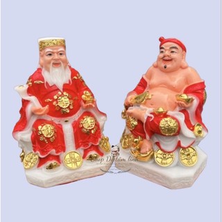 Cặp Ông Thần tài Thổ Địa màu đỏ chất liệu bột đá cao cấp-Đồ thờ tâm linh