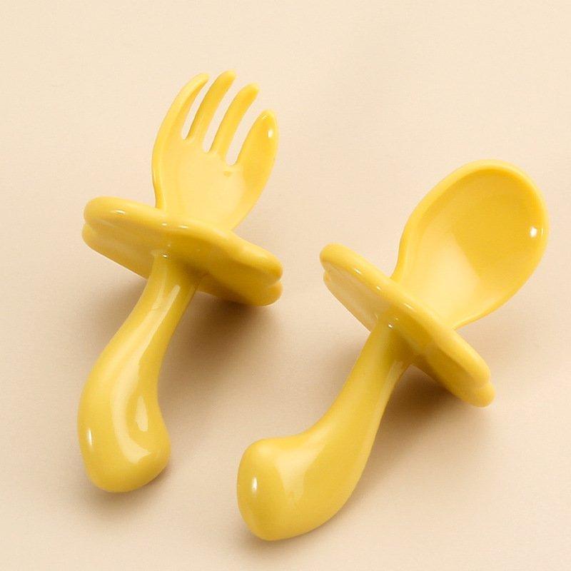 PVN53651 Set thìa dĩa cán ngắn cho bé tập ăn dặm có nút chặn chống hóc Giá Rẻ