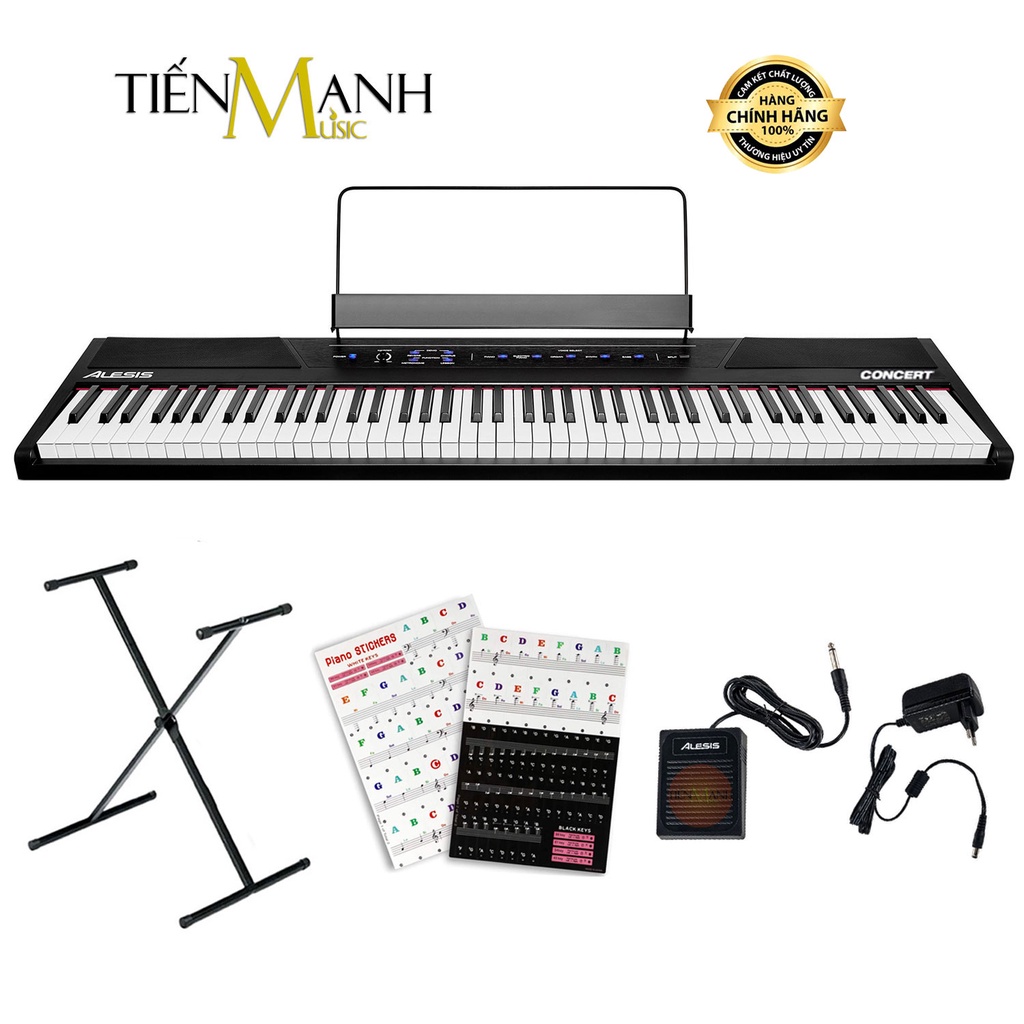 [Chính Hãng USA, Tặng Sticker, Chân Đàn] Đàn Piano Điện Alesis Concert 88 Phím nặng Cảm ứng lực Có Loa