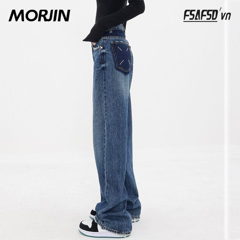 Quần Jean Nữ Lưng Cao Ống Rộng Phong Cách Retro Mỹ