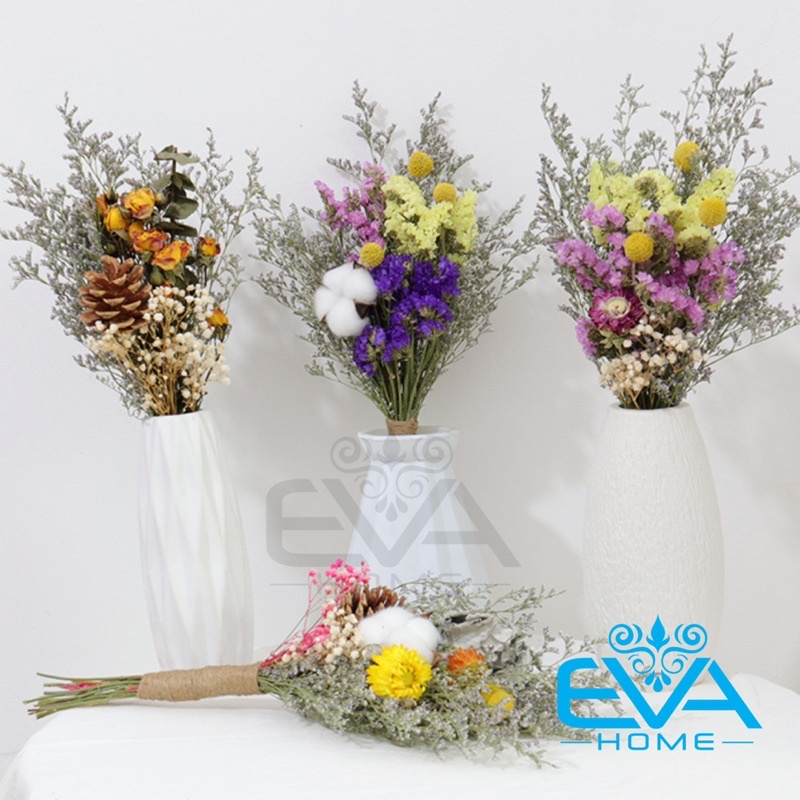 Bó Hoa Khô Mix Phối Sẵn Tự Nhiên Vintage Dùng Trang Trí - Decor - Quà Tặng