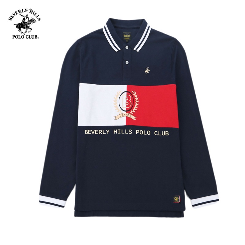 Beverly Hills Polo Club - Áo polo Áo polo dài tay Nam Regular Fit Navy đậm phối DNM- BHPC PMRLW21TL030