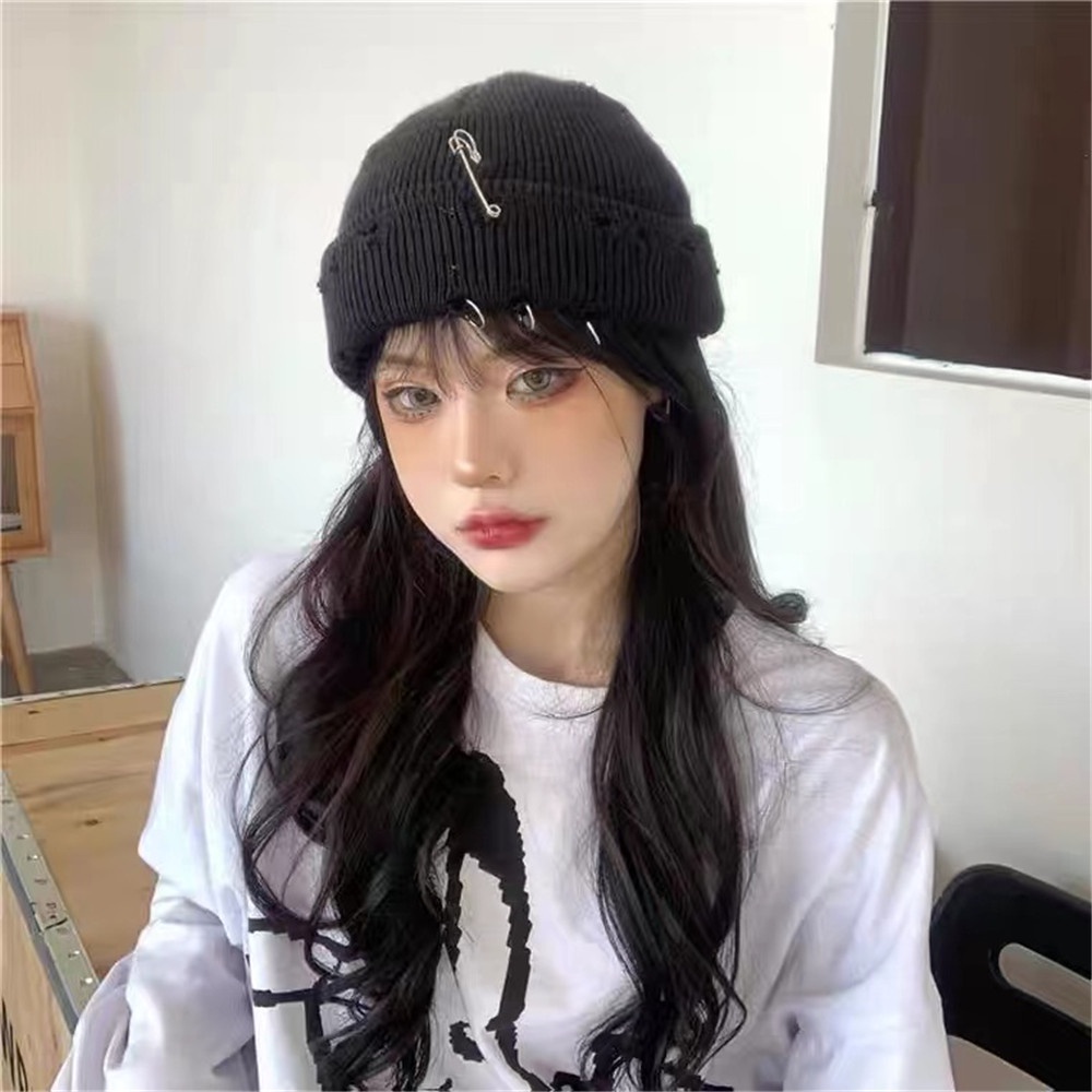Mũ Len Dệt Kim Thiết Kế Rách Phong Cách Thời Trang Harajuku Dành Cho Nam Và Nữ