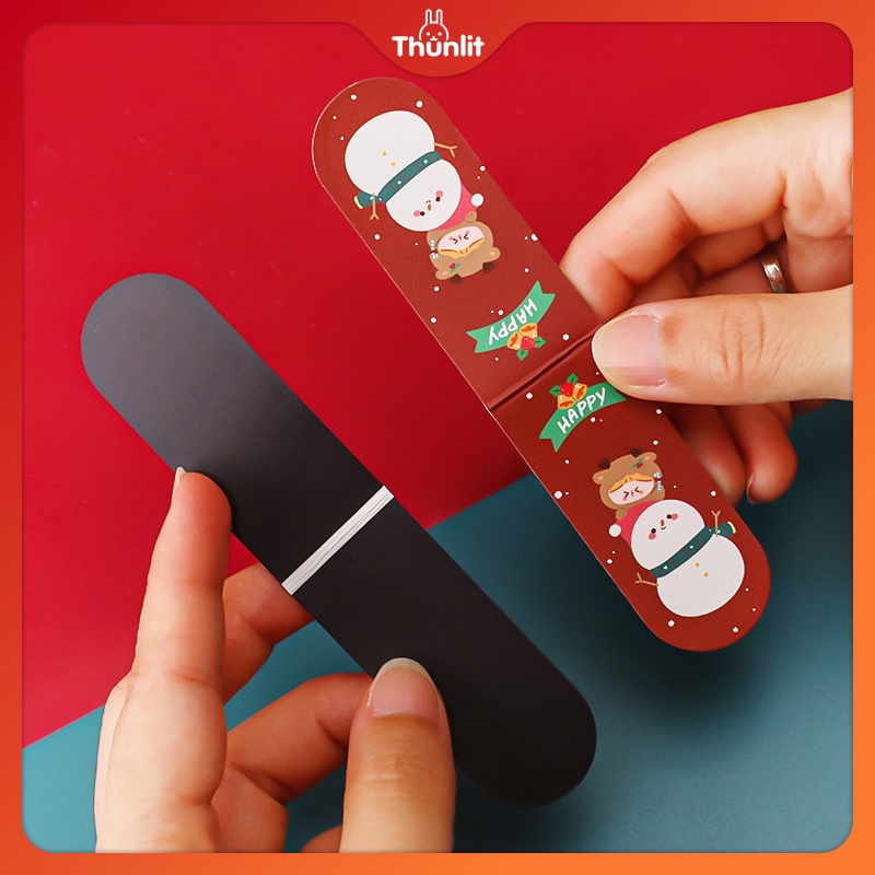 Phụ kiện đánh dấu trang từ tính THUNLIT hình gấu tuyết Giáng sinh dễ thương cho văn phòng sinh viên