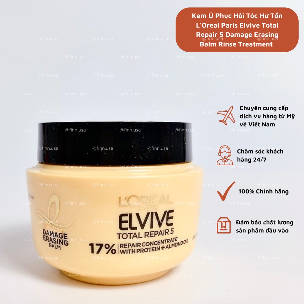 _ Ủ Phục Hồi Tóc Hư Tổn L'Oreal Paris Elvive Total Repair 5 Damage Erasing Balm Rinse