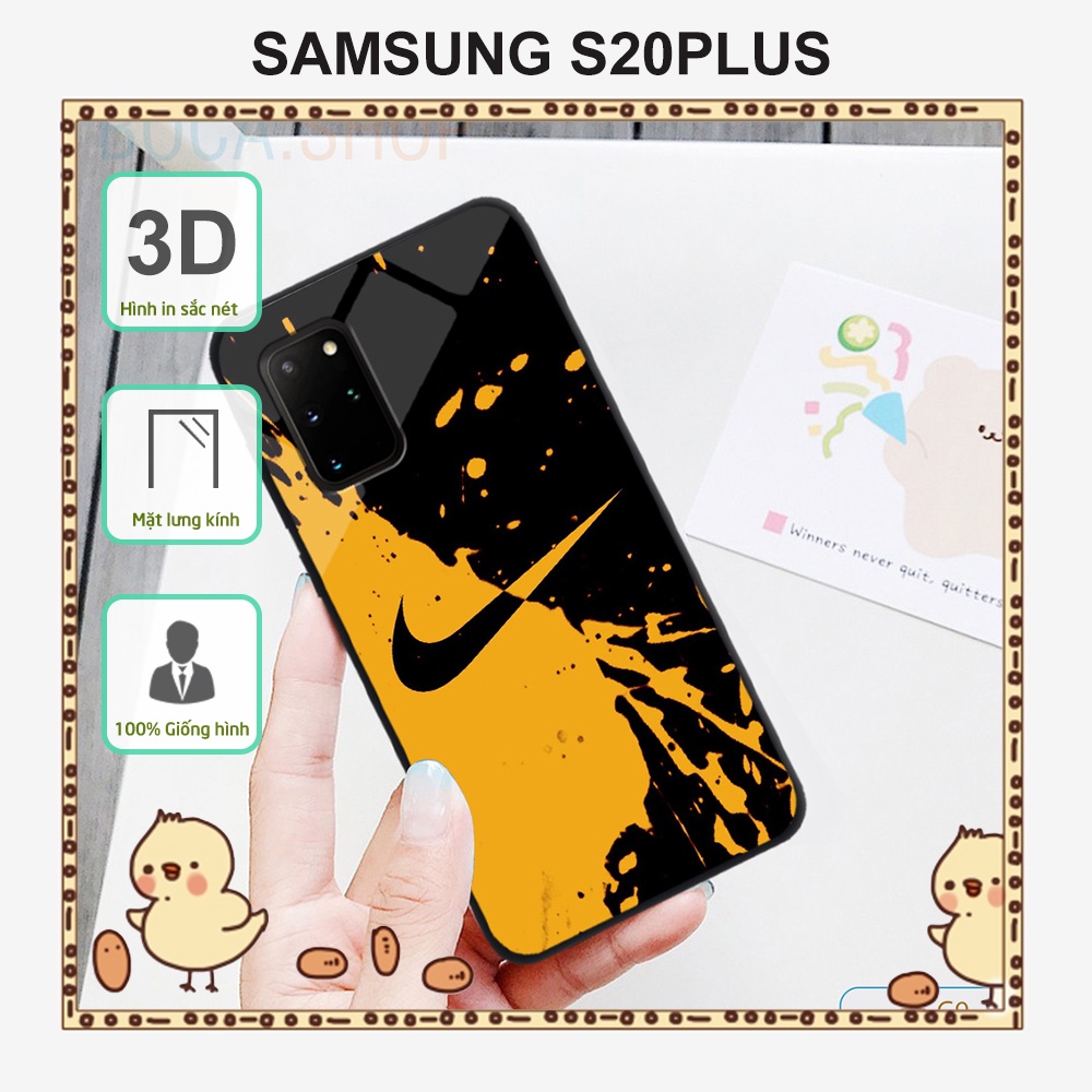 Ốp lưng kính Samsung S20PLUS in 3D hình Logo các hãng giầy nổi tiếng