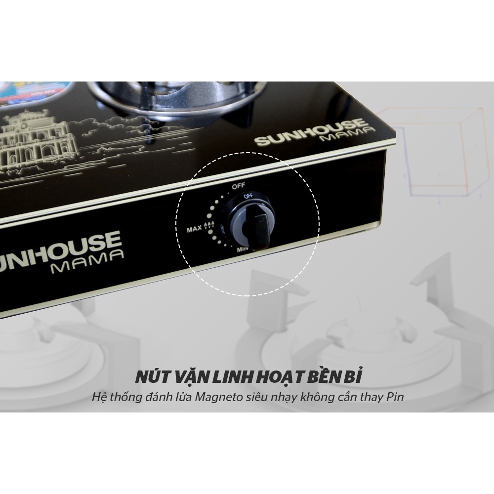 Bếp gas dương kính Sunhouse Mama MMBB0787B -