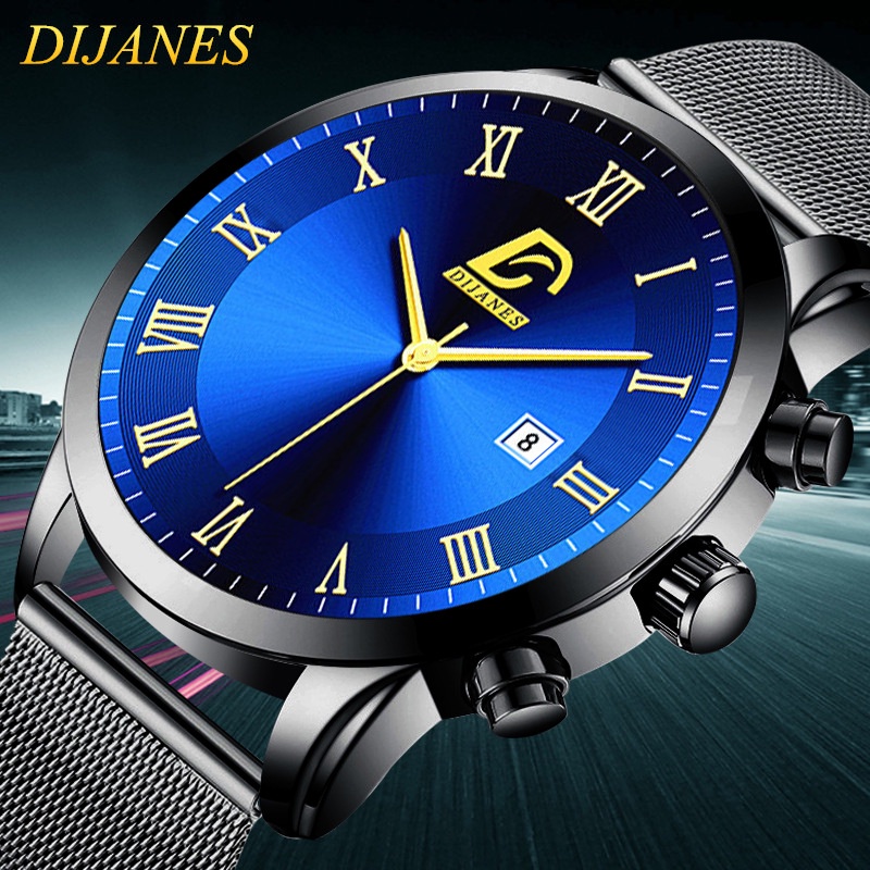 Đồng Hồ Nam Dây Lưới Bằng Thép Không Gỉ Phong Cách Doanh Nhân Thời Trang 2022