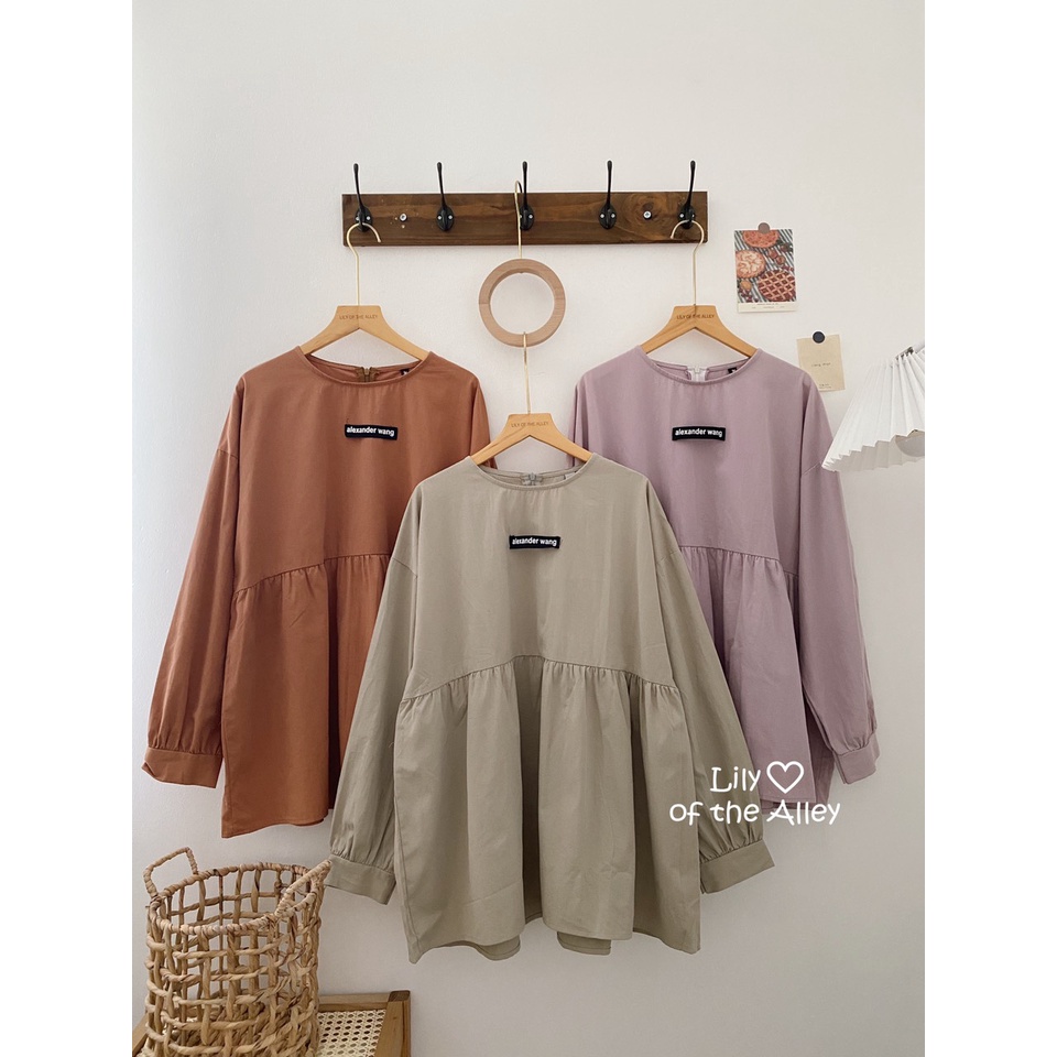 Dolltop trơn dài tay tag ngực