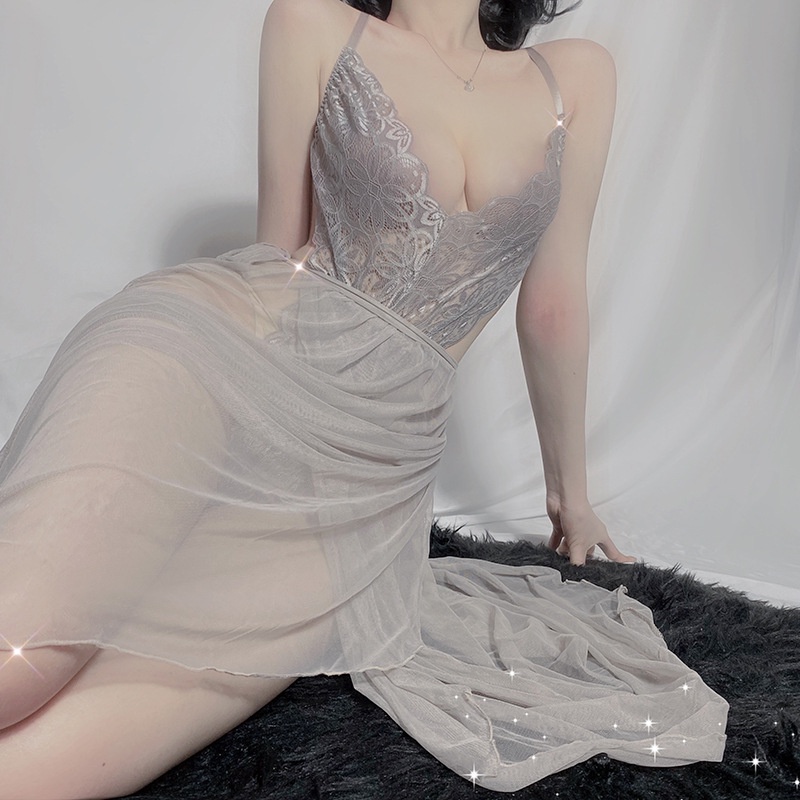Bộ Đồ Ngủ Liền Thân Bodysuit Ren Sexy Gợi Cảm Kèm Chân Váy Voan Mỏng