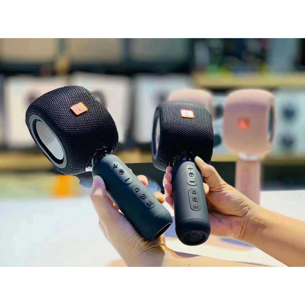 Micro Hát Karaoke Bluetooth Floveme L KMC500 - Phiên Bản Kèm Loa Cao Cấp - Công Suất 12W - Âm Thanh Trong Trẻo