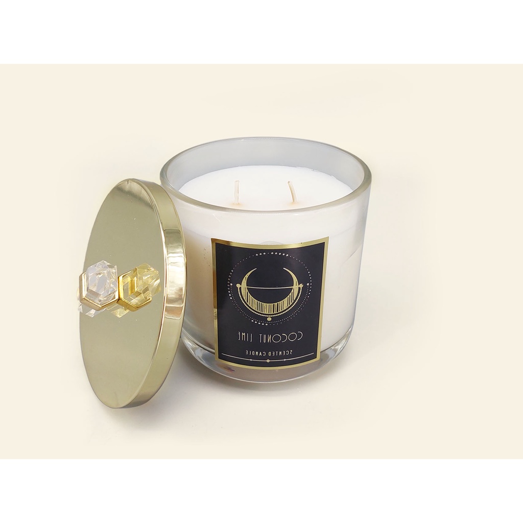 Nến thơm xuất khẩu hương nước hoa đính đá cẩm thạch phong thủy