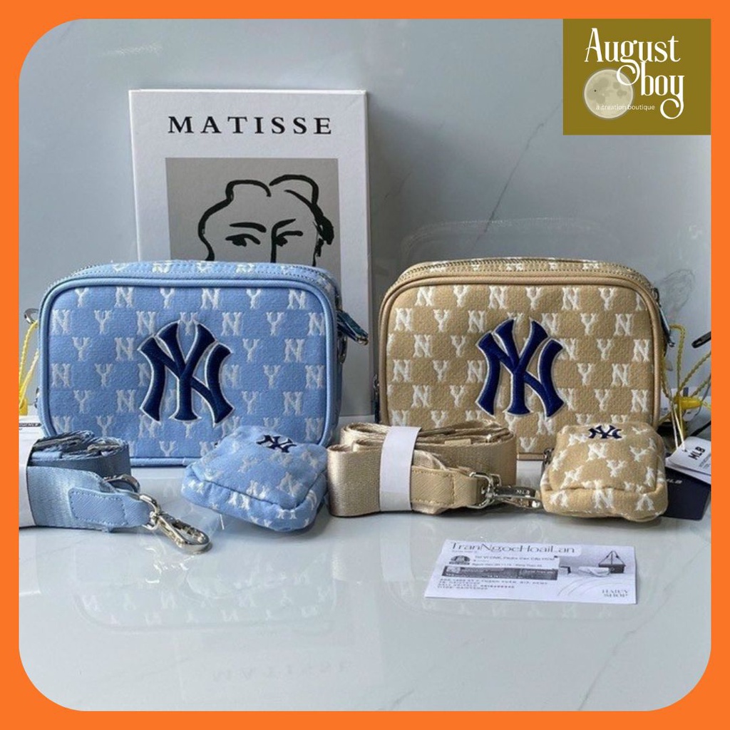 Túi đeo chéo nam nữ Unisex M.L.B logo NY họa tiết Monogram đi học đi chơi đi làm có ví nhỏ đính kèm