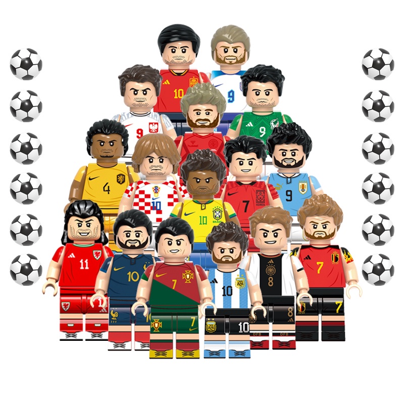 Mô Hình Cầu Thủ Bóng Đá Minifigures Ronaldo Messi Benzema