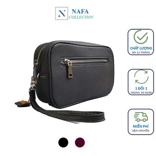 Clutch hộp da bò thời trang cao cấp nafa cl133 - màu đen/nâu sang trọng