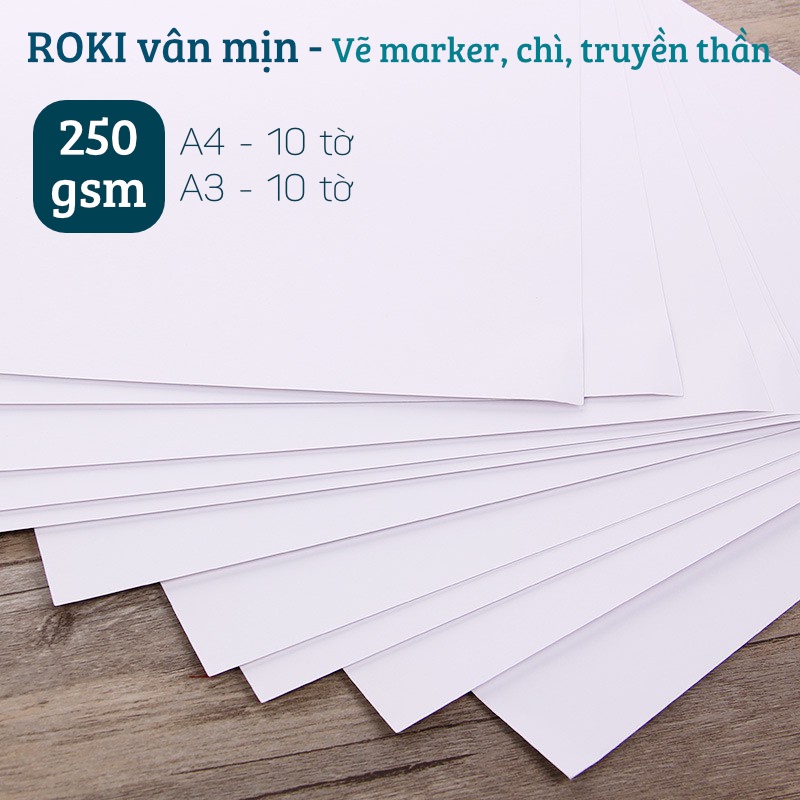 Giấy vẽ chì, marker, truyền thần ROKI 250gsm - A4/A3