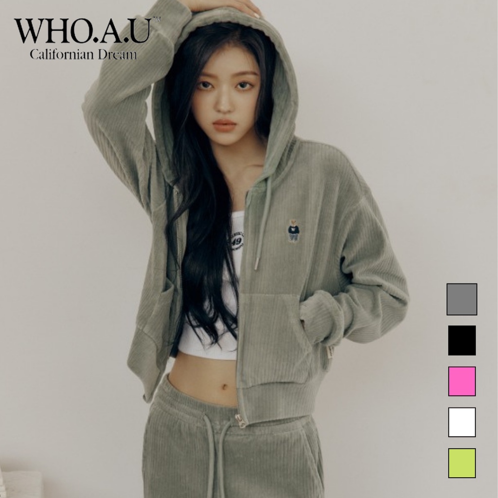 Áo Khoắc WHO.A.U WHMZC4T22F Ribbed Steve Hooded Zip-Up (Set-up)