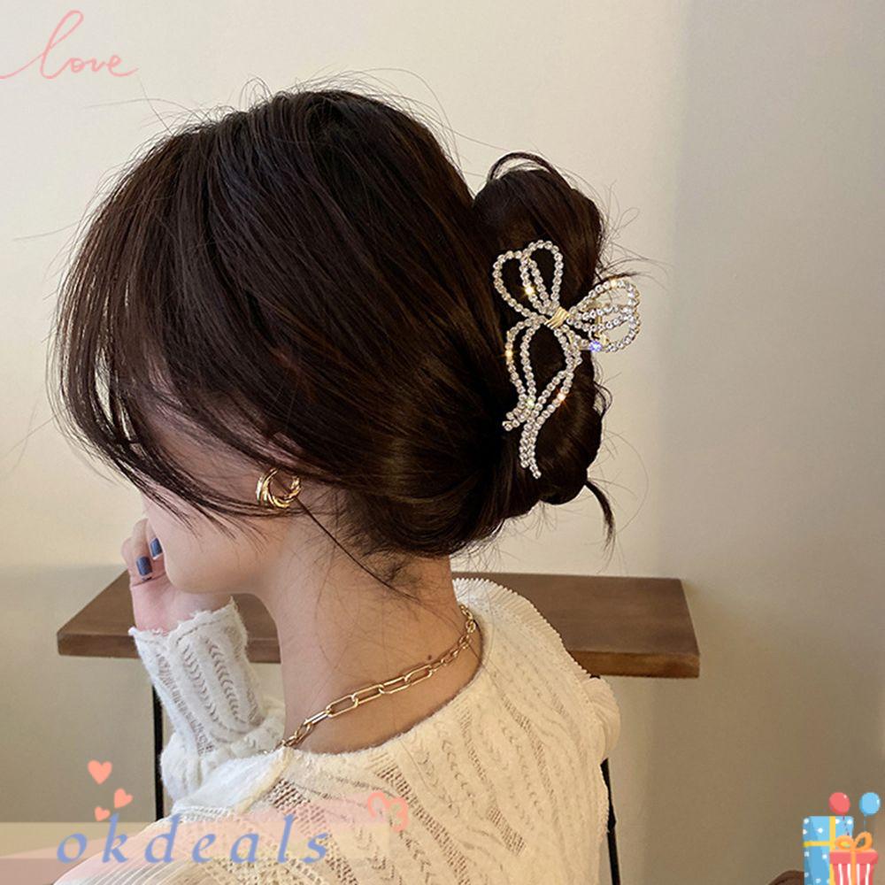 Kẹp Tóc Dạng Nơ Bằng Kim Loại Chống Trượt Đính Ngọc Trai Giả Thanh Lịch