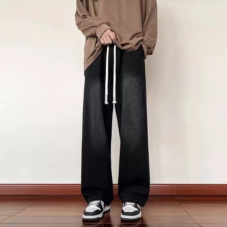 Quần Jeans Đen Dáng Suông Ống Rộng Phong Cách Retro Dành Cho Nam Giới Có Size s-3xl